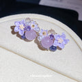 Purple Floral Zircon Crystal Stud Earrings Sweet Fresh Light Luxury Silver Needle Jewelry view 2