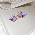 Purple Floral Zircon Crystal Stud Earrings Sweet Fresh Light Luxury Silver Needle Jewelry view 4