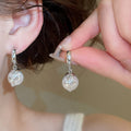 French Vintage Rhinestone Round Cross Faux Pearl Stud Earrings Ring Jewelry Set view 3