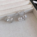 French Vintage Rhinestone Round Cross Faux Pearl Stud Earrings Ring Jewelry Set view 4