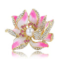 Alloy Enamel Lotus Brooch Pendant Dual Use Lapel Pin view 1