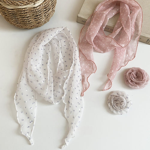 2026 Korean Old Money Floral Polka Dot Hair Clip Scarf Necklace Jewelry Set For Women