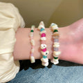 Irregular Shell And Colorful Glass Beaded Bracelet, Fashion OL Cool Elegant Round Bead Jewelry view 4