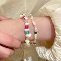 Irregular Shell And Colorful Glass Beaded Bracelet, Fashion OL Cool Elegant Round Bead Jewelry view 3