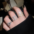 Full Rhinestone Geometric Hollow Open Ring With Sparkling Luxury Design view 1