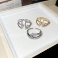 Full Rhinestone Geometric Hollow Open Ring With Sparkling Luxury Design view 4