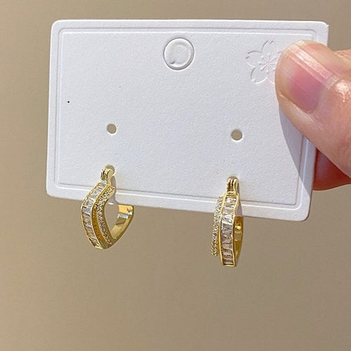 Sparkling Zircon Geometric Diamond Square Copper Earrings For Women Light Luxury 2026
