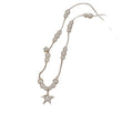 Pastoral Faux Pearl Beaded Sweater Necklace With Zircon Star Pendant For Women view 5