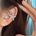 Copper Zircon Flower Star Clip-on Earrings Light Luxury Non Pierced Ear Cuff Jewelry view 2