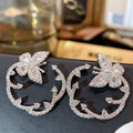 Light Luxury Copper Zircon Butterfly Stud Earrings With Silver Pins Sweet Chic Jewelry view 3