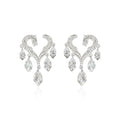 Light Luxury Copper Zircon Hollow Heart Tassel Drop Earrings With Silver Needle Princess Style view 5