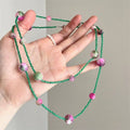Old Money Style Cat Eye Stone Round Beaded Collarbone Necklace With Geometric Crystal Design view 2