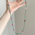 Old Money Style Cat Eye Stone Round Beaded Collarbone Necklace With Geometric Crystal Design view 3
