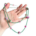 Old Money Style Cat Eye Stone Round Beaded Collarbone Necklace With Geometric Crystal Design view 5