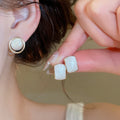 2026 French Light Luxury Round Faux Pearl Cat Eye Stud Earrings For Elegant Women view 2