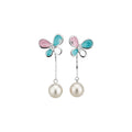 Sweet Butterfly Rhinestone Tassel Copper Drop Earrings For Spring Beach Vacation Style view 5