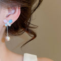 Sweet Butterfly Rhinestone Tassel Copper Drop Earrings For Spring Beach Vacation Style view 4