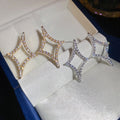 18K Gold Plated Copper Zirconia Rhombus Star Stud Earrings With Silver Posts For Women view 4