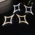 18K Gold Plated Copper Zirconia Rhombus Star Stud Earrings With Silver Posts For Women view 2