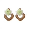 Bohemian Vacation Style Fabric Woven Flower Tassel Drop Earrings Elegant Colorblock Niche Fashion Earrings view 5
