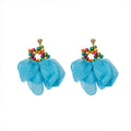 Bohemian Yellow Fabric Flower Tassel Beaded Polka Dot Vacation Style Elegant Stud Earrings view 5
