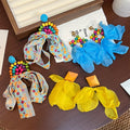 Bohemian Yellow Fabric Flower Tassel Beaded Polka Dot Vacation Style Elegant Stud Earrings view 3