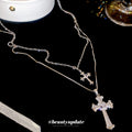 Copper Rhinestone Cross Sweater Necklace For Women, Light Luxury Minimalist Geometric Pendant view 2