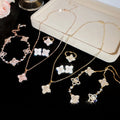 18K Gold Plated Copper Zircon Clover Flower Earrings Bracelet Necklace Jewelry Set For Women view 1
