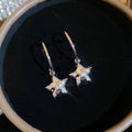 Copper C Shape Drop Earrings With Zircon Star Charm, Korean Light Luxury Style For Women view 2
