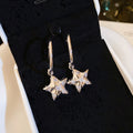 Copper C Shape Drop Earrings With Zircon Star Charm, Korean Light Luxury Style For Women view 4