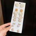 Elegant Faux Pearl Geometric Round Stud Earrings Jewelry Set, Vintage Light Luxury Design view 3