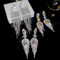 Copper Rhinestone Waterdrop Tassel Drop Earrings European Geometric Stud Style view 3