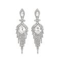 Copper Rhinestone Waterdrop Tassel Drop Earrings European Geometric Stud Style view 5
