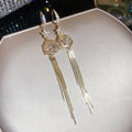 18K Gold Plated Copper Tulip Flower Rhinestone Threader Drop Earrings With Silver Posts view 3