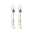 18K Gold Plated Copper Tulip Flower Rhinestone Threader Drop Earrings With Silver Posts view 5