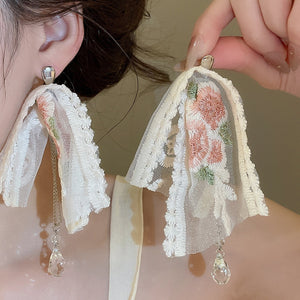 Summer Vacation Style Geometric Artificial Crystal Tassel Drop Earrings With Silver Posts