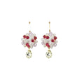 Pink Resin Flower Zircon Copper Stud Earrings, French Sweet Light Luxury Floral Jewelry view 5