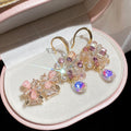 Pink Resin Flower Zircon Copper Stud Earrings, French Sweet Light Luxury Floral Jewelry view 2