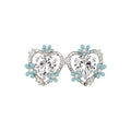 2026 New Light Luxury Copper Heart Stud Earrings With Flower Zircon And Enamel Sweet Design view 5