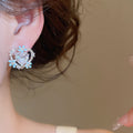 2026 New Light Luxury Copper Heart Stud Earrings With Flower Zircon And Enamel Sweet Design view 3