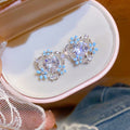 2026 New Light Luxury Copper Heart Stud Earrings With Flower Zircon And Enamel Sweet Design view 2