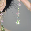 Light Luxury Copper Pink Cherry Blossom Zircon Butterfly Tassel Drop Earrings For Women view 4