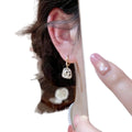 18K Gold Plated Cat Eye Stone Rhinestone Geometric Huggie Earrings For Elegant OL Style view 5