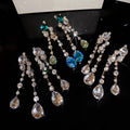 2026 New Alloy Rhinestone Teardrop Tassel Drop Earrings Light Luxury Palace Style Jewelry view 4