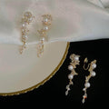 Light Luxury Butterfly Zircon Tassel Faux Pearl Clip-on Earrings For Elegant Geometric Style view 2