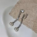 Light Luxury Long Faux Pearl Tassel Geometric Clip-on Earrings For Non-Pierced Ears view 4