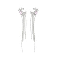 Light Luxury Copper Zircon Star Tassel Clip-on Earrings For Women Non-Pierced Ear Cuff Jewelry view 5