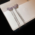 Light Luxury Copper Zircon Star Tassel Clip-on Earrings For Women Non-Pierced Ear Cuff Jewelry view 2