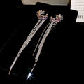 Light Luxury Copper Zircon Star Tassel Clip-on Earrings For Women Non-Pierced Ear Cuff Jewelry view 4