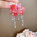 Resin Flower Tassel Drop Earrings For Women Vacation Style Light Luxury Floral Ear Jewelry view 2